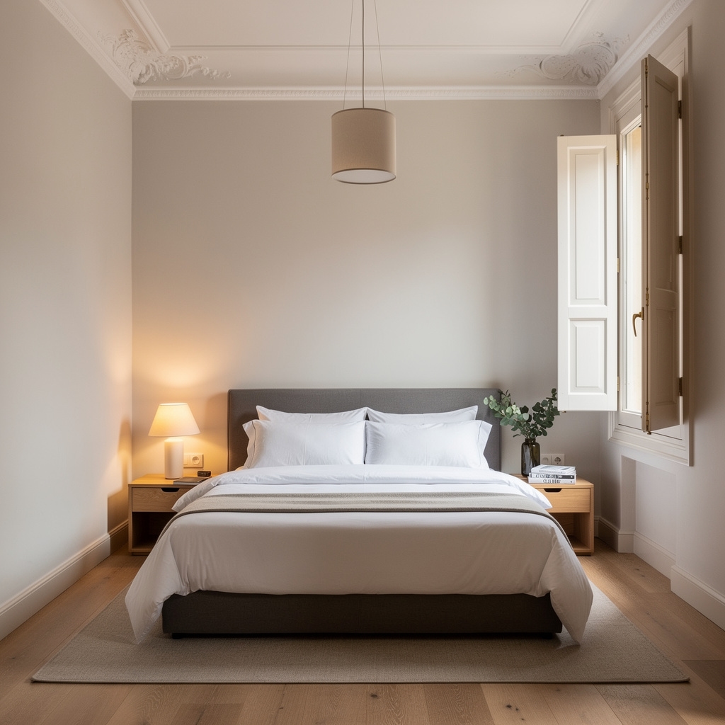 Apartamento en Barcelona fotografiado con iluminación profesional controlada