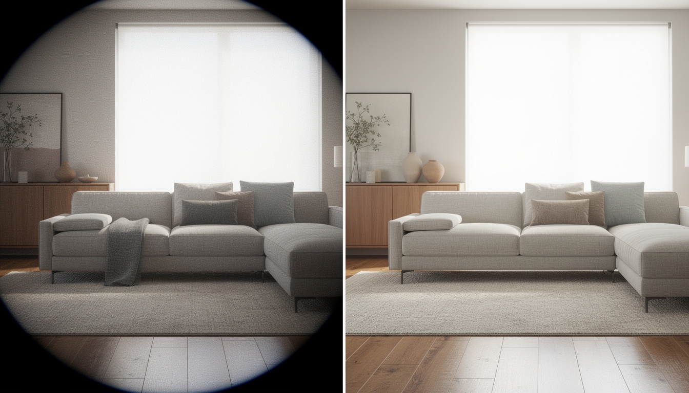 Comparativa entre foto tomada con móvil y foto profesional del mismo salón